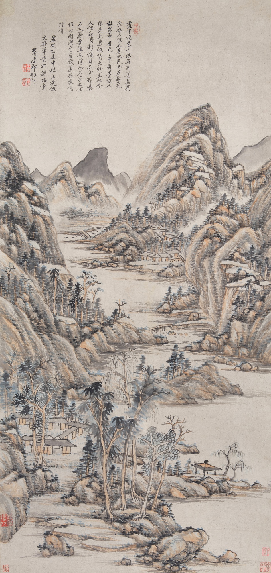 王原祁(款) 倣大癡筆意山水 — Attributed to Wang Yuanqi, Landscape after Huang Gongwang
