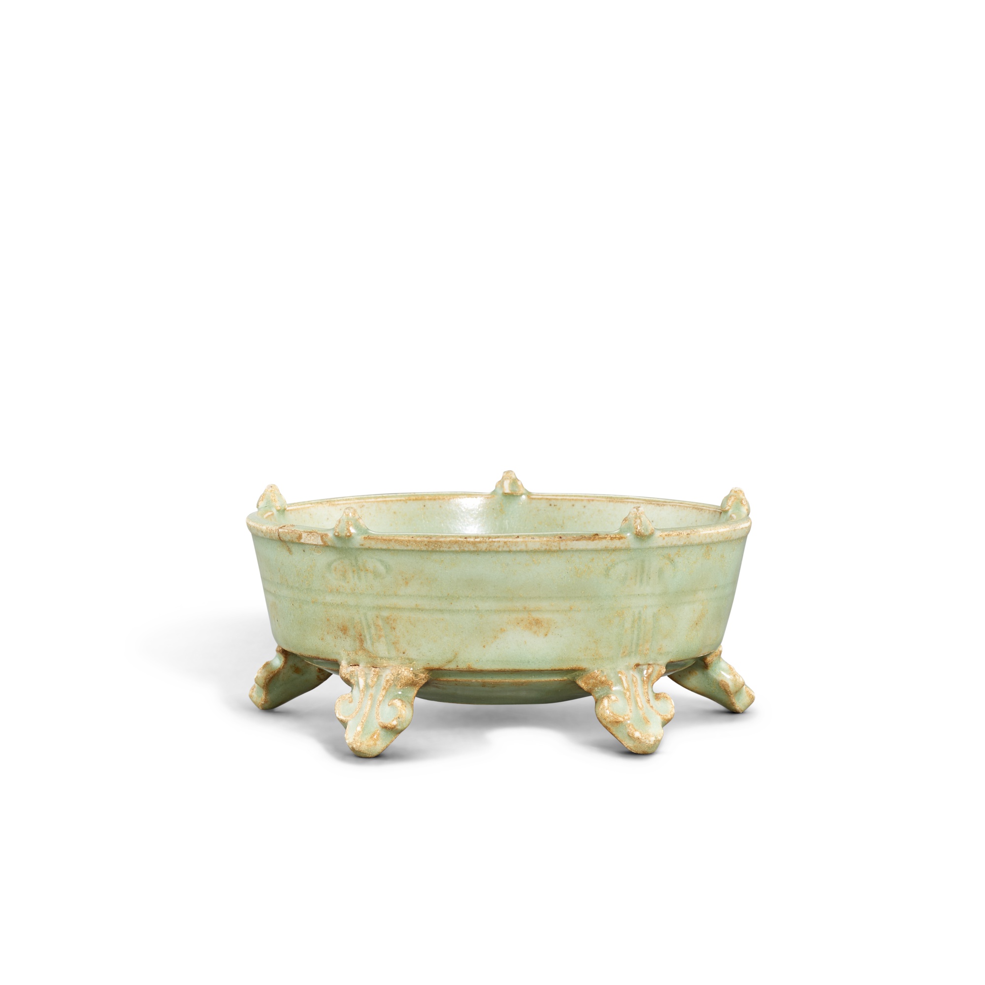 A very rare Longquan celadon-glazed washer — 北宋 龍泉青釉五足洗