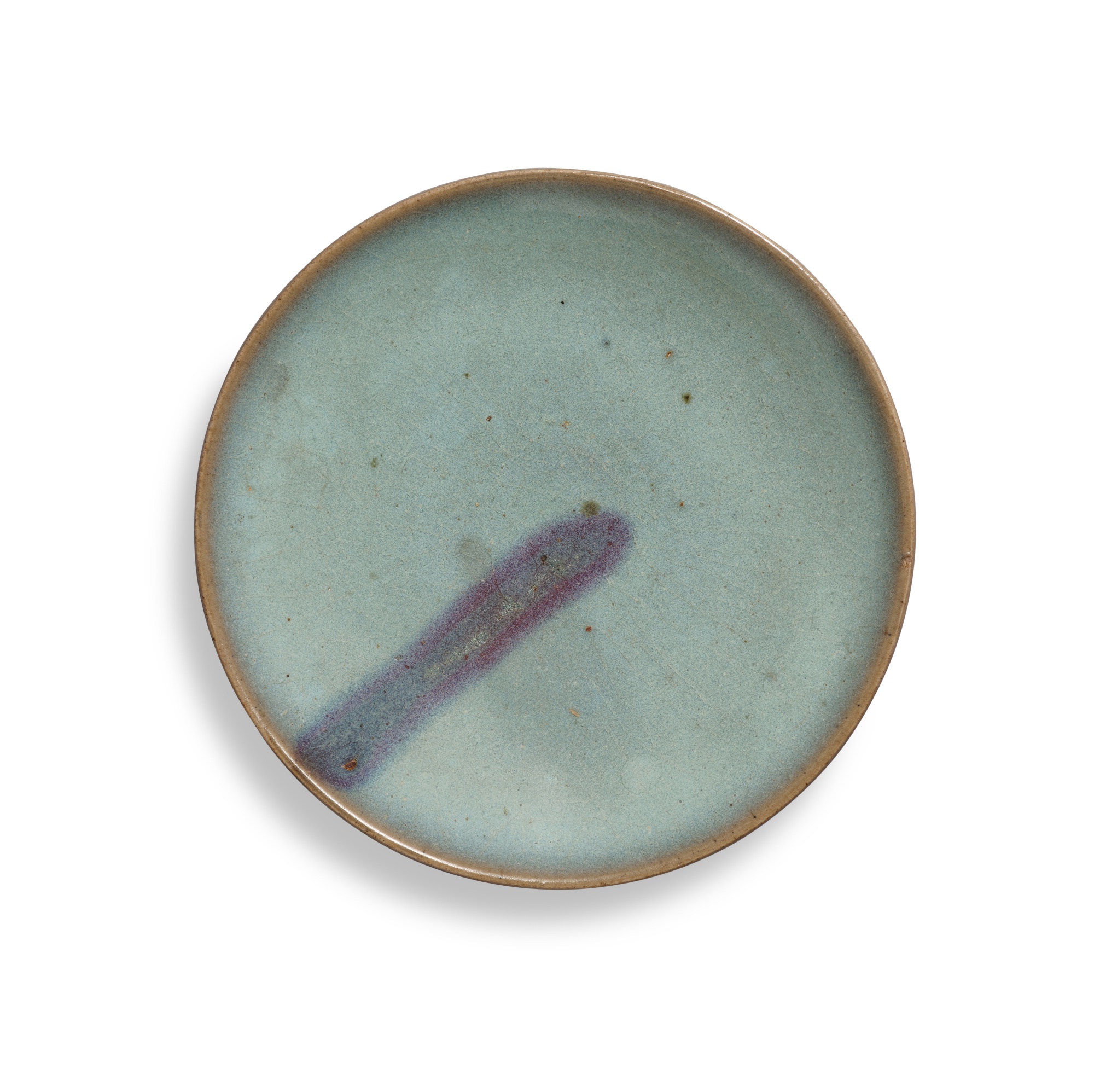 A Junyao purple-splashed dish — 宋至金 鈞窰天藍地玫瑰紫斑碟