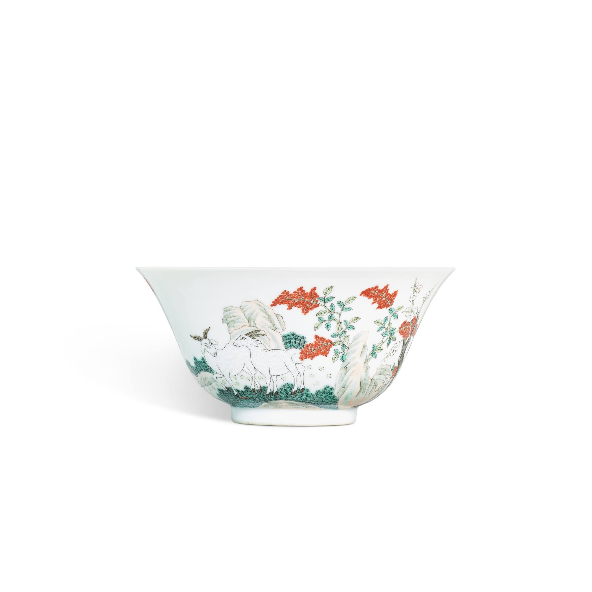 A familie-rose 'three rams' bowl — 清同治 粉彩三陽開泰盌 《同治年製》款