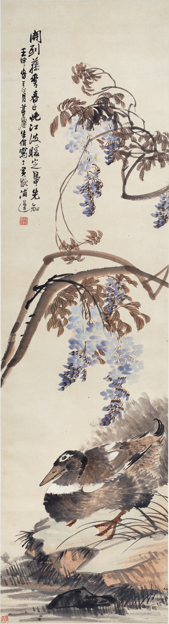 Zhu Cheng, Duck under Wisteria