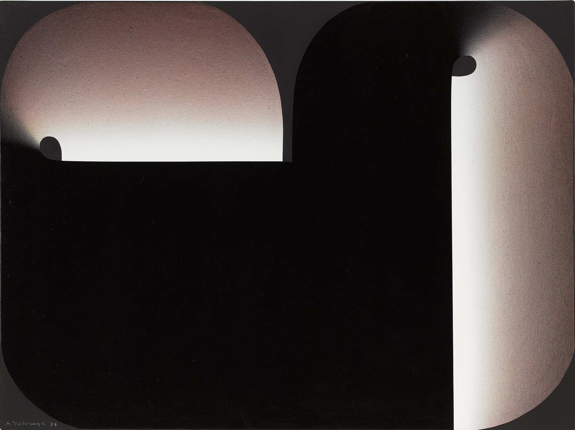 Sadamasa Motonaga 元永定正 | Vertical and Horizontal Fillet Black White 垂直與水平圓角 - 黑白