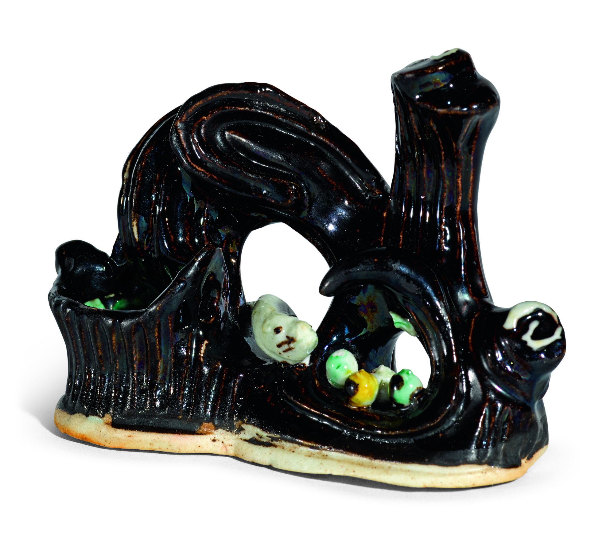 A Famille-verte Biscuit 'squirrel And Log' Model | Qing Dynasty, Kangxi Period — Qing Dynasty, Kangxi Period