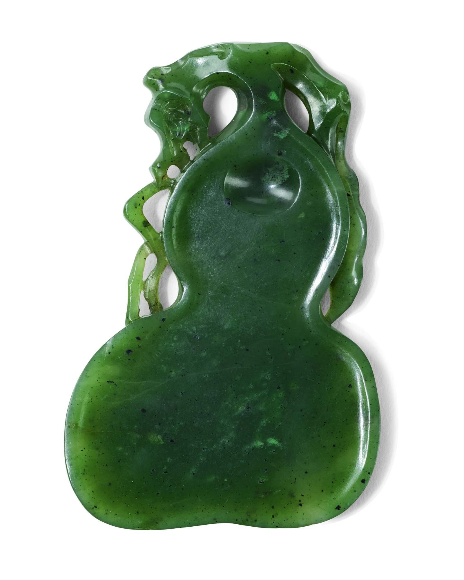 A Spinach Jade 'double-gourd' Ink Palette | Qing Dynasty, 19th Century — QING DYNASTY, 19th CENTURY