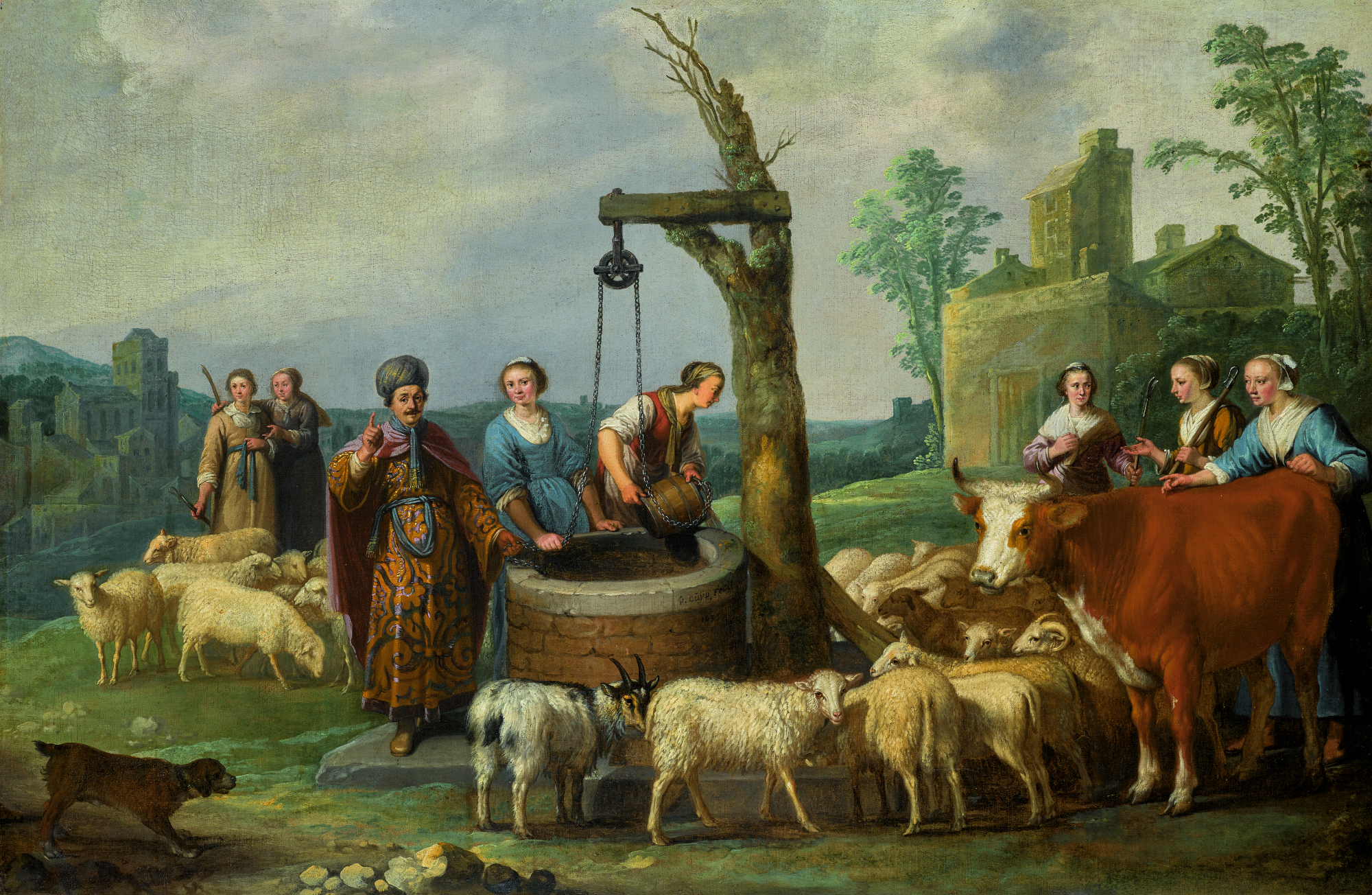 Jacob Gerritsz. Cuyp — Moses and the Seven Daughters of Jethro