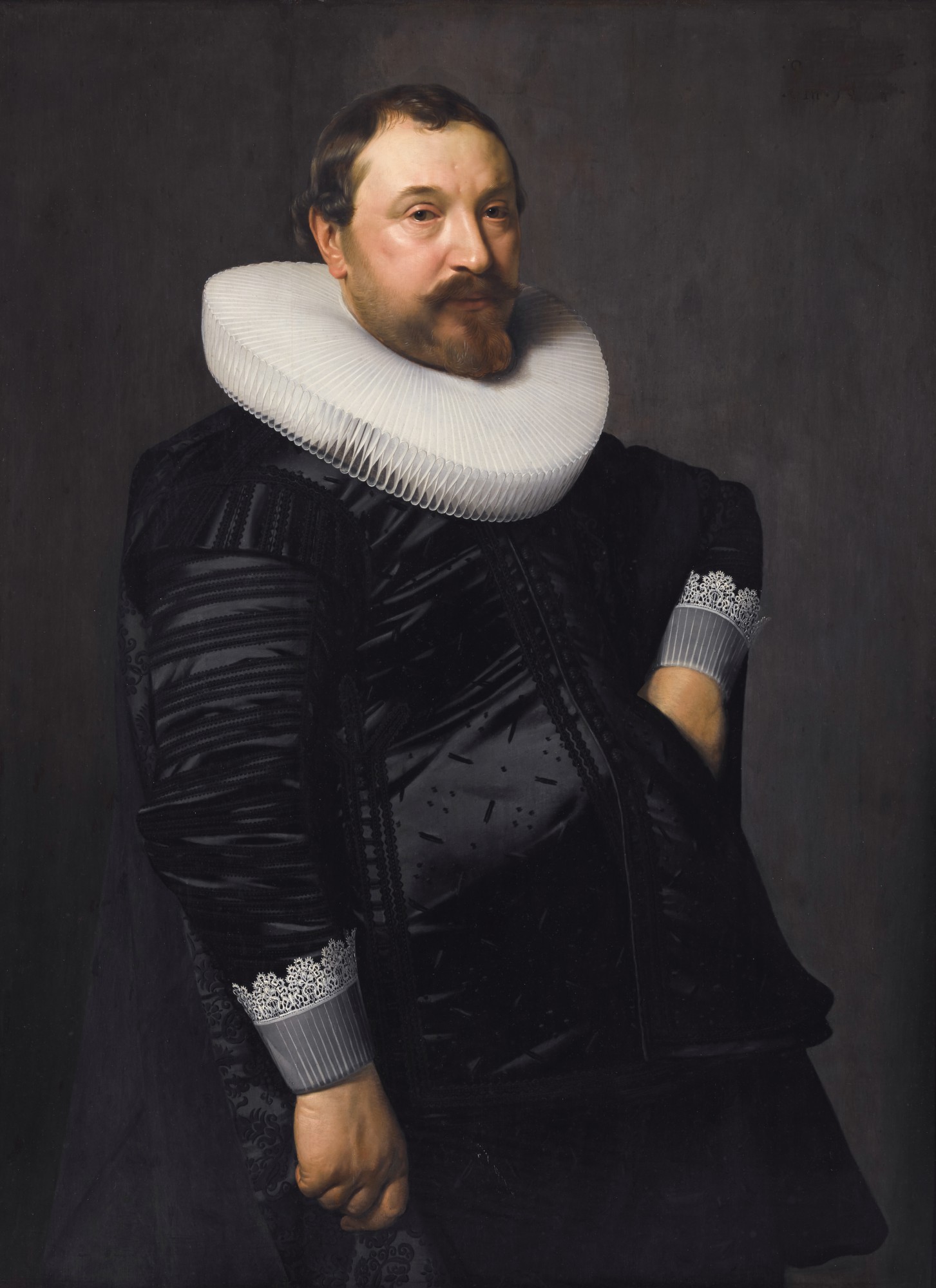 Nicolaes Eliasz. Pickenoy — Portrait Of A Gentleman, Three-quarter-length, In Black Silk With A White Ruff