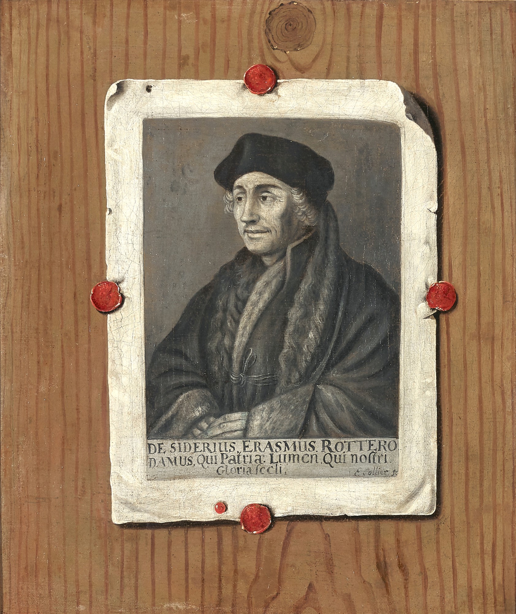 Edwaert Collier — Trompe-l’œil With A Portrait Of Erasmus