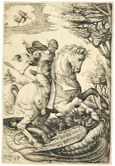 Saint George Slaying The Dragon (bartsch 41; Hollstein 47)