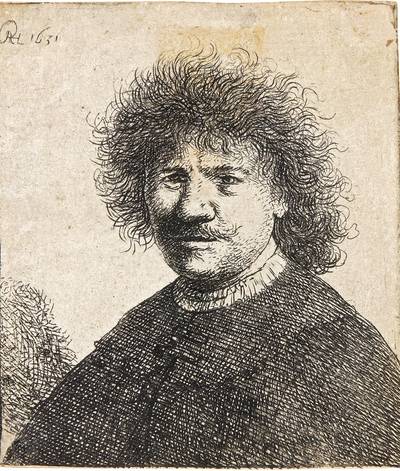 Self-portrait In A Cloak With A Falling Collar: Bust (b., Holl. 15; New Holl. 98w; H. 63)