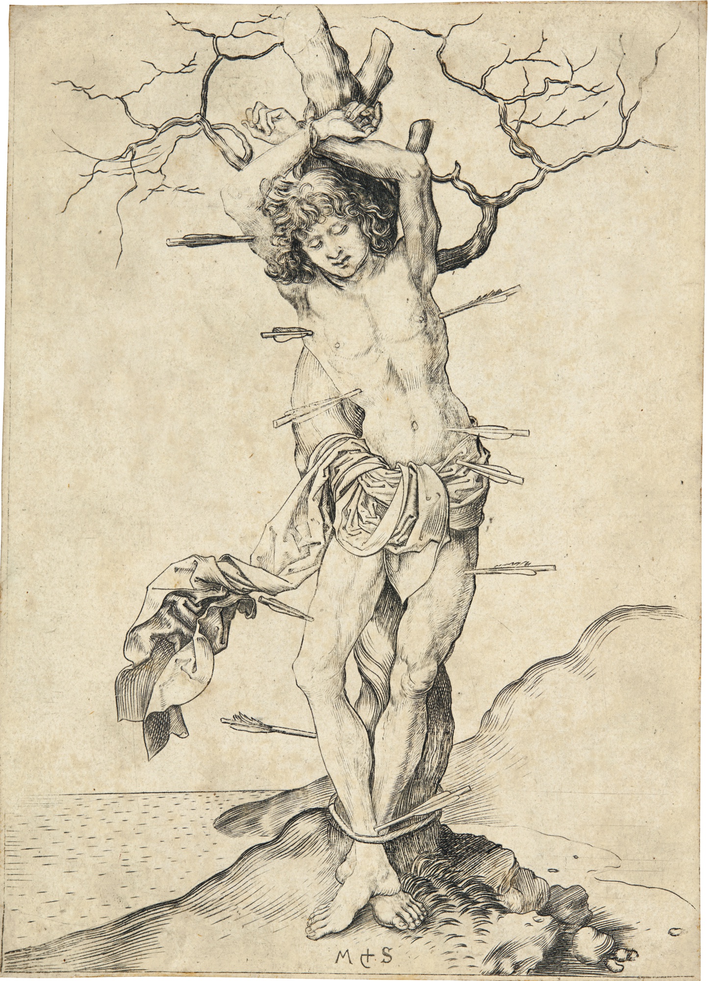 St Sebastian (large) (bartsch 59; Lehrs, Schmitt, Stogdon (hollstein) 65)