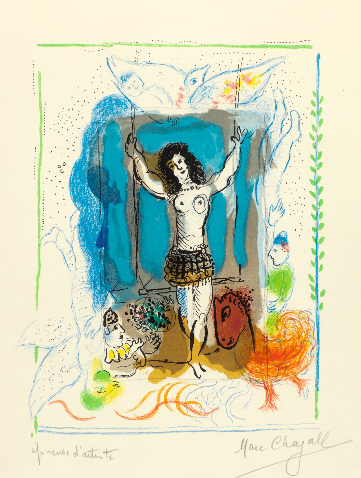 Marc Chagall — Trapéziste À L'oiseau (mourlot 477a)