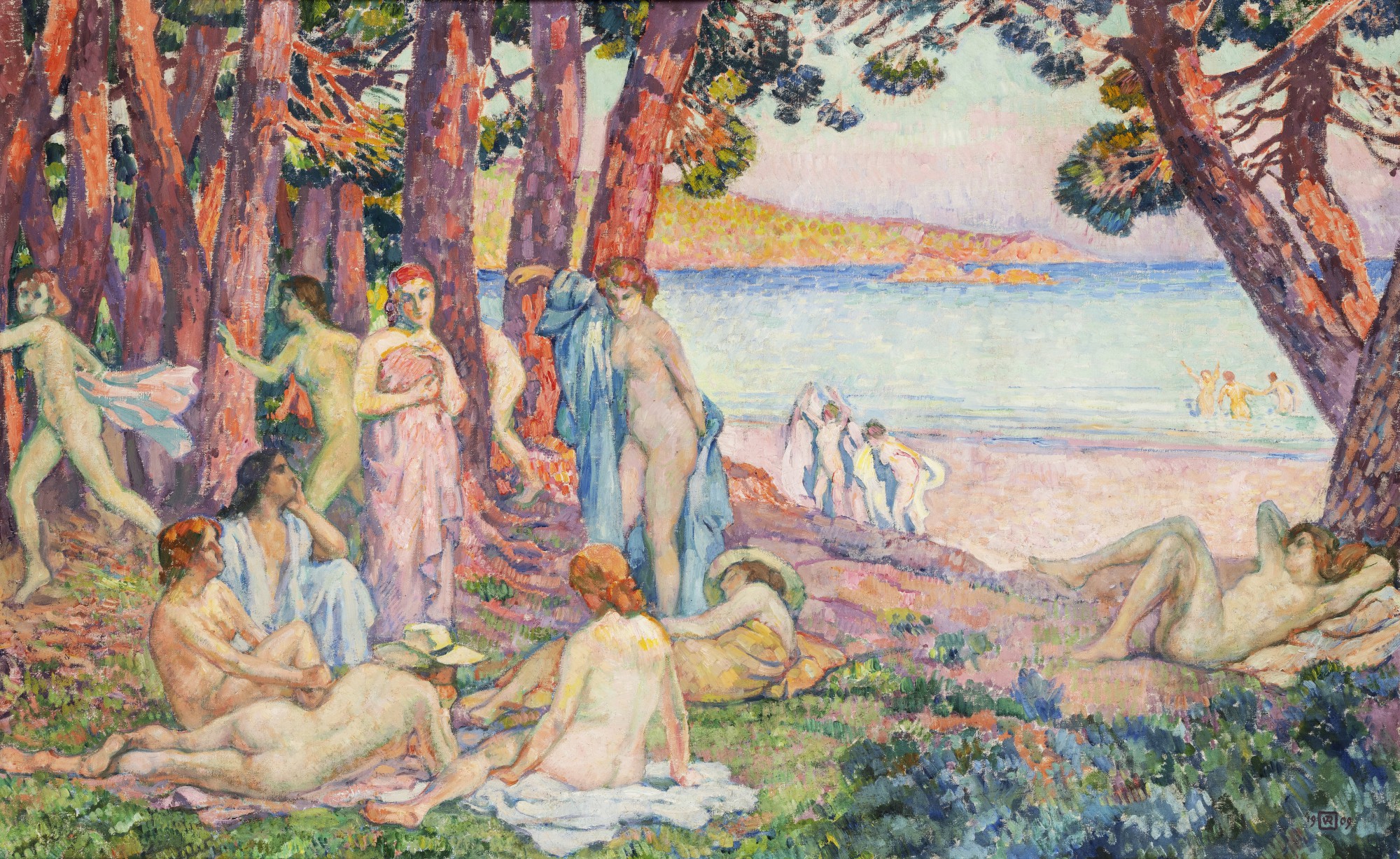Baigneuses au bord de la mer