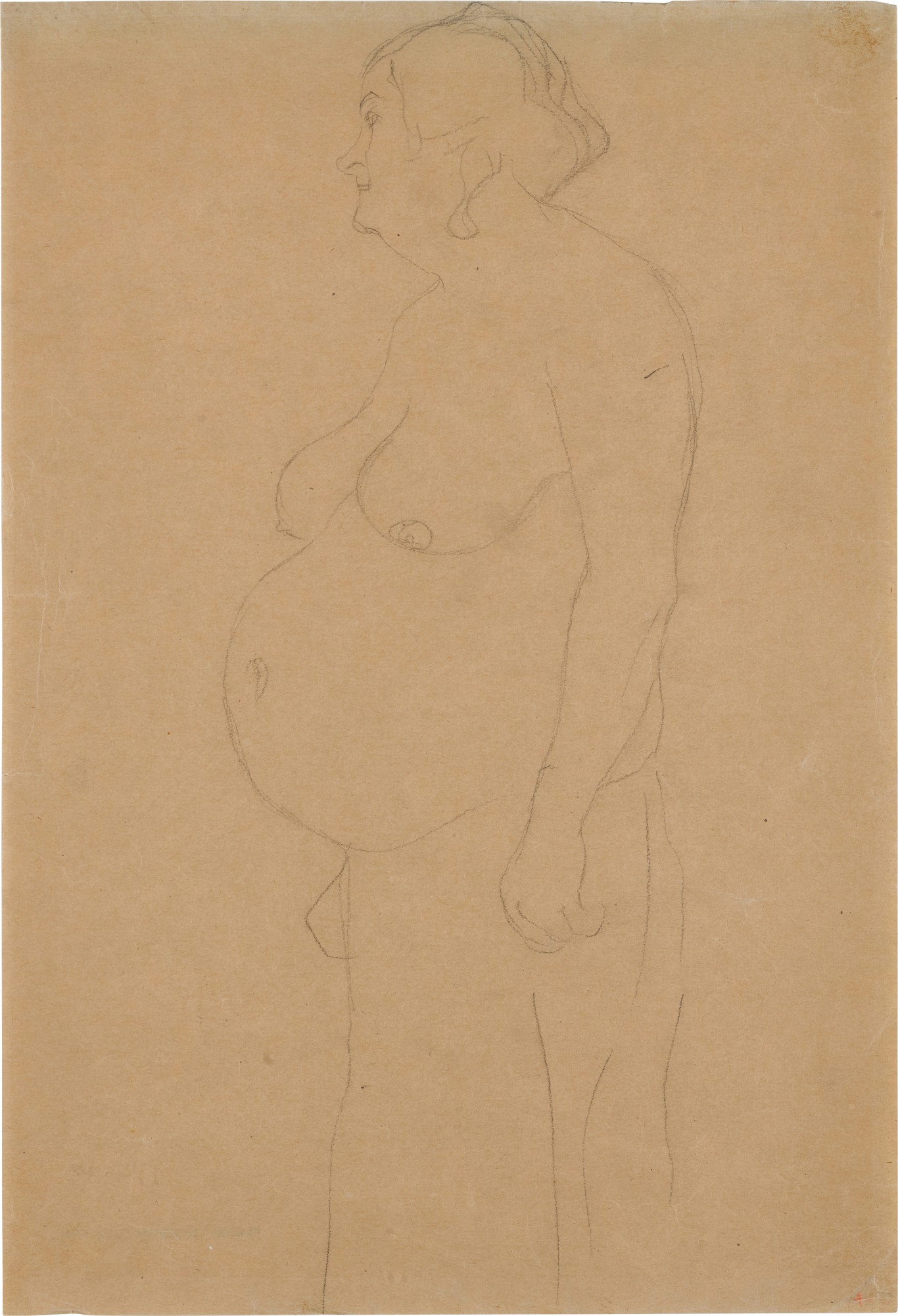 Stehender dicker Frauenhalbakt nach links (large standing semi-nude turned to the left)