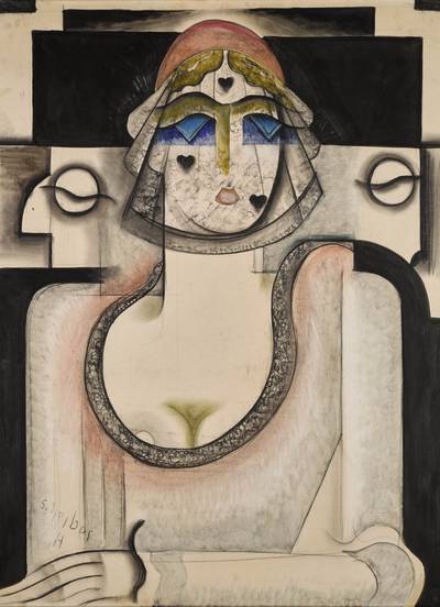 Portrait of a woman wearing a black veil