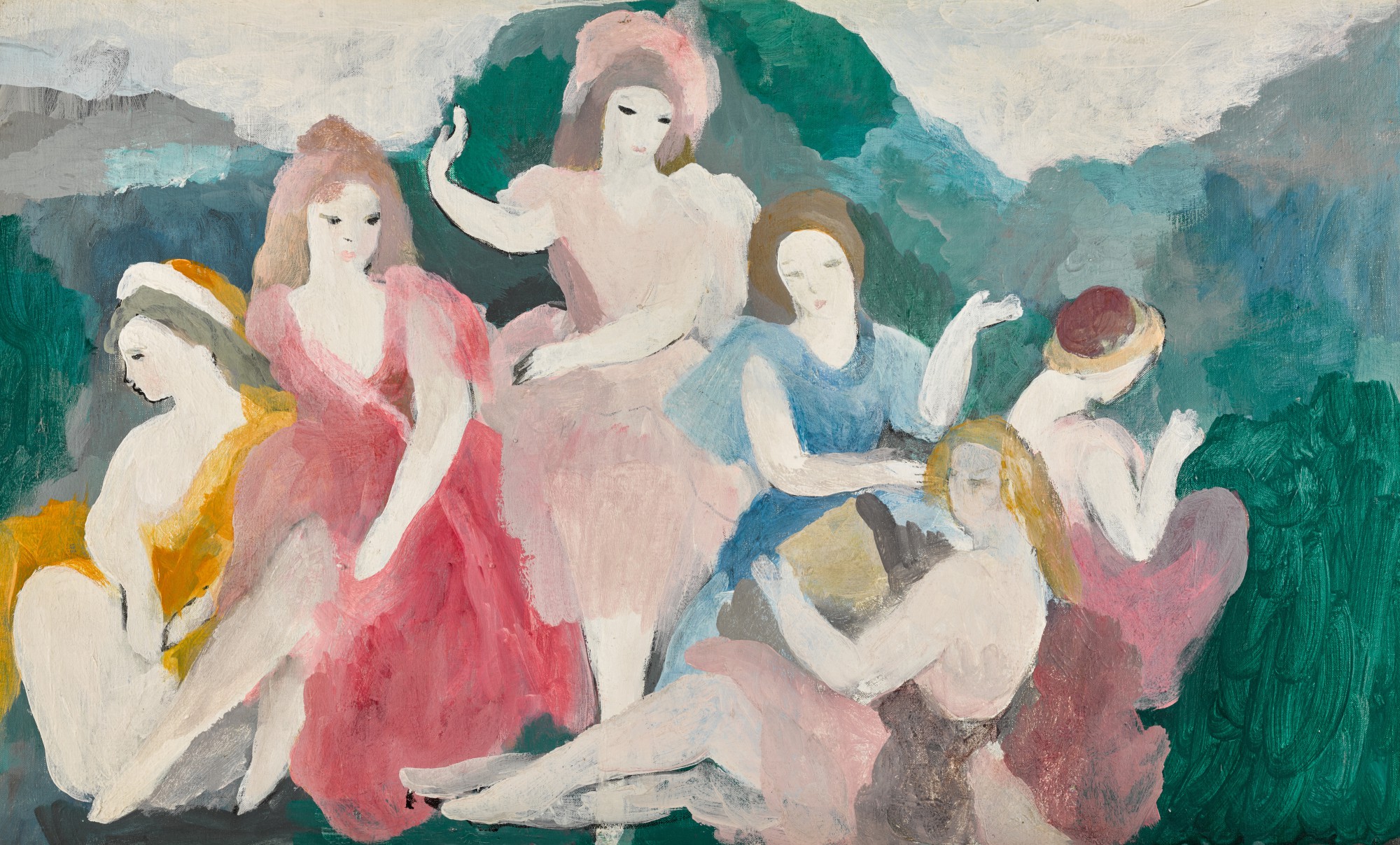 Groupe de six jeunes femmes