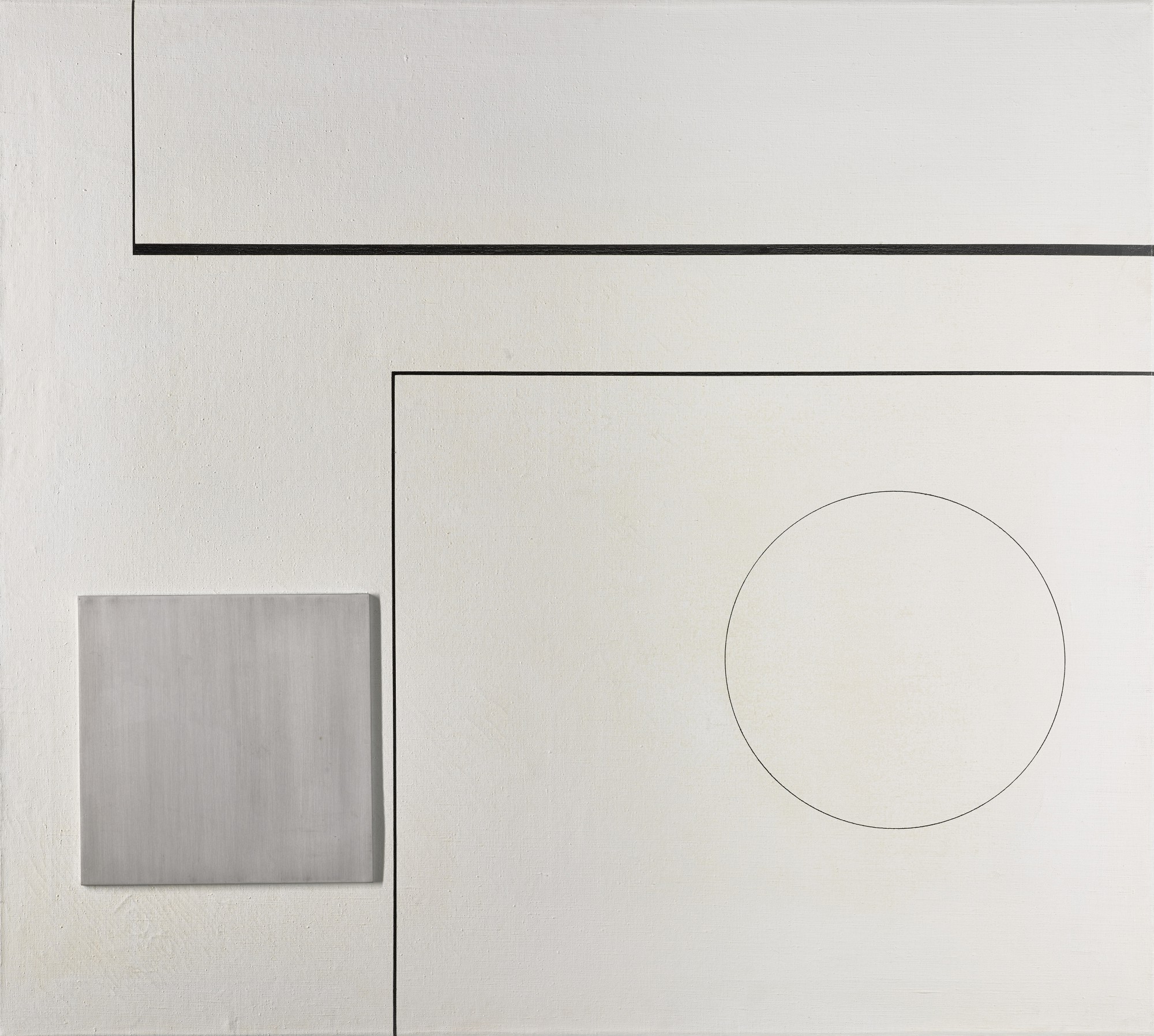 Painted Relief with Aluminium Square