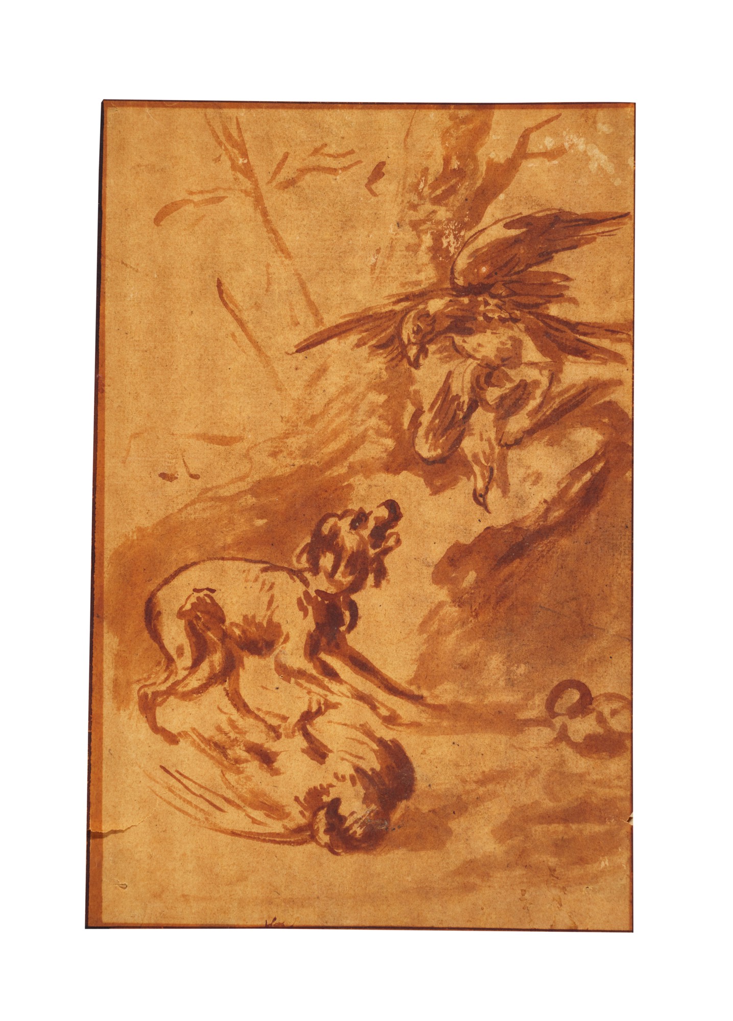 Attributed to Antoine Sallaert — A dog and an eagle fighting over their prey