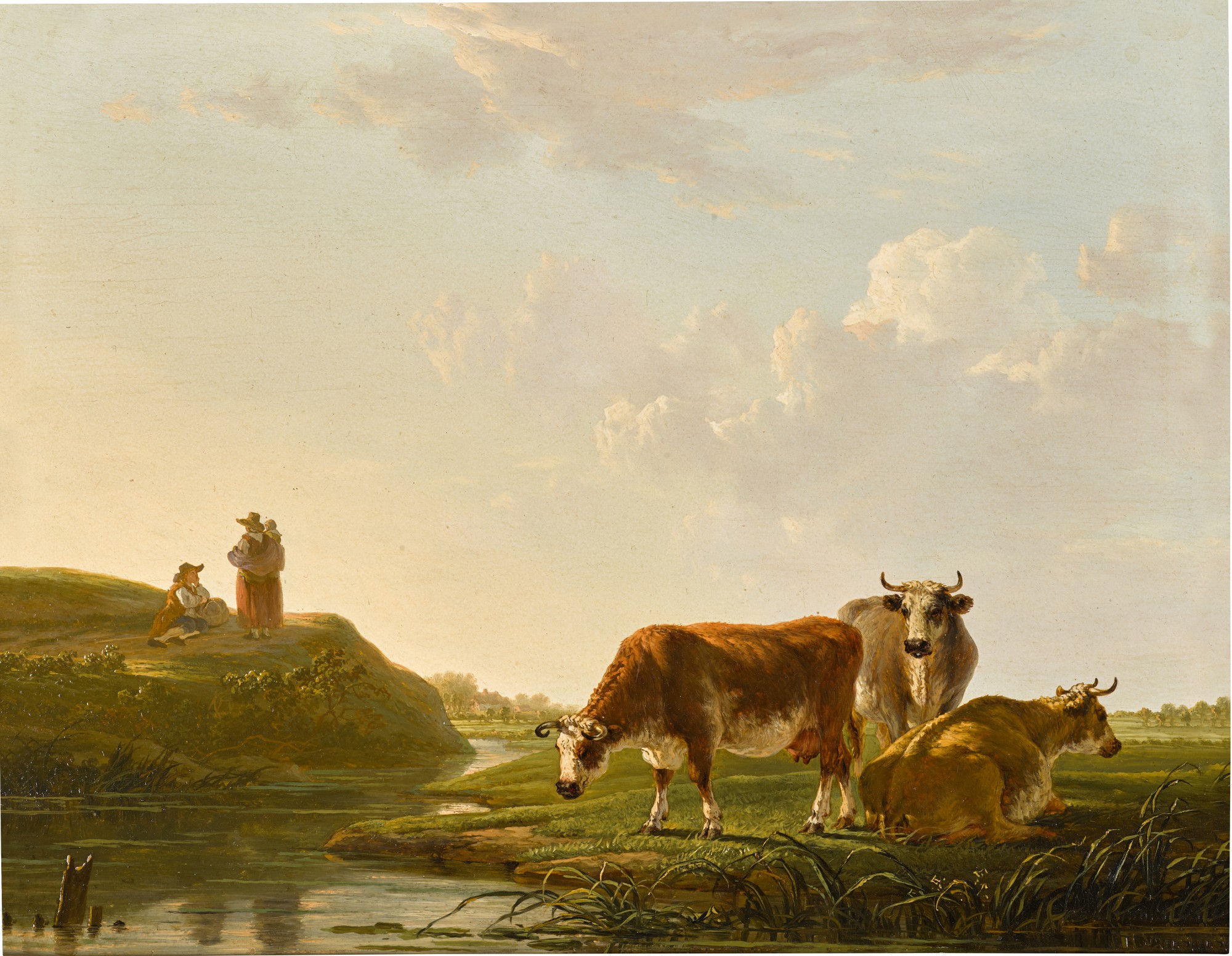 Jacob van Strij — Peasants and cattle in a landscape