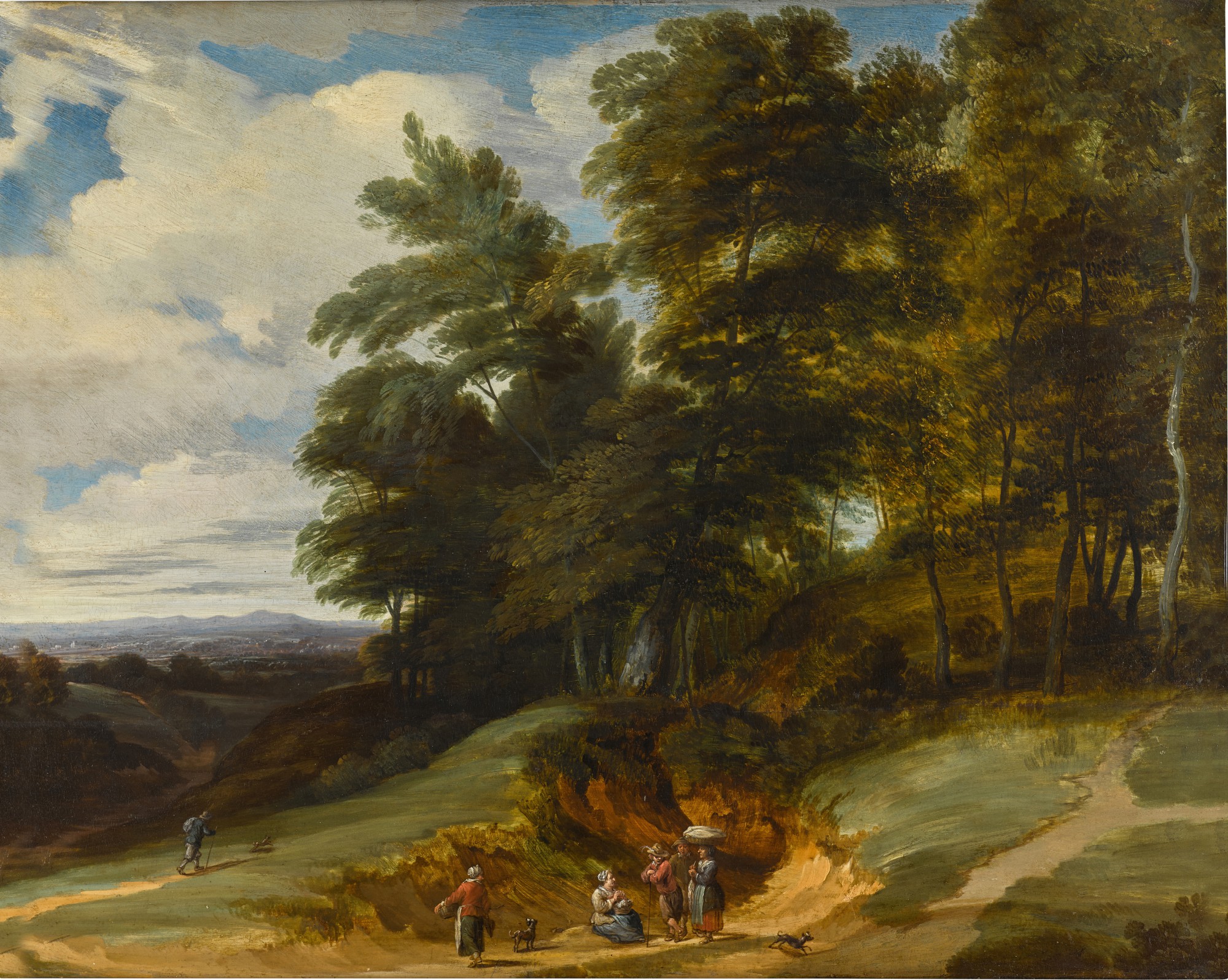 Lodewijk de Vadder — A wooded landscape with peasants resting