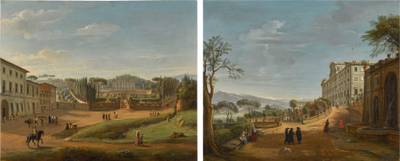 A pair of views of Villa Aldobrandini, Frascati 《弗拉斯卡蒂的阿多布蘭迪尼別墅風景畫一對》
