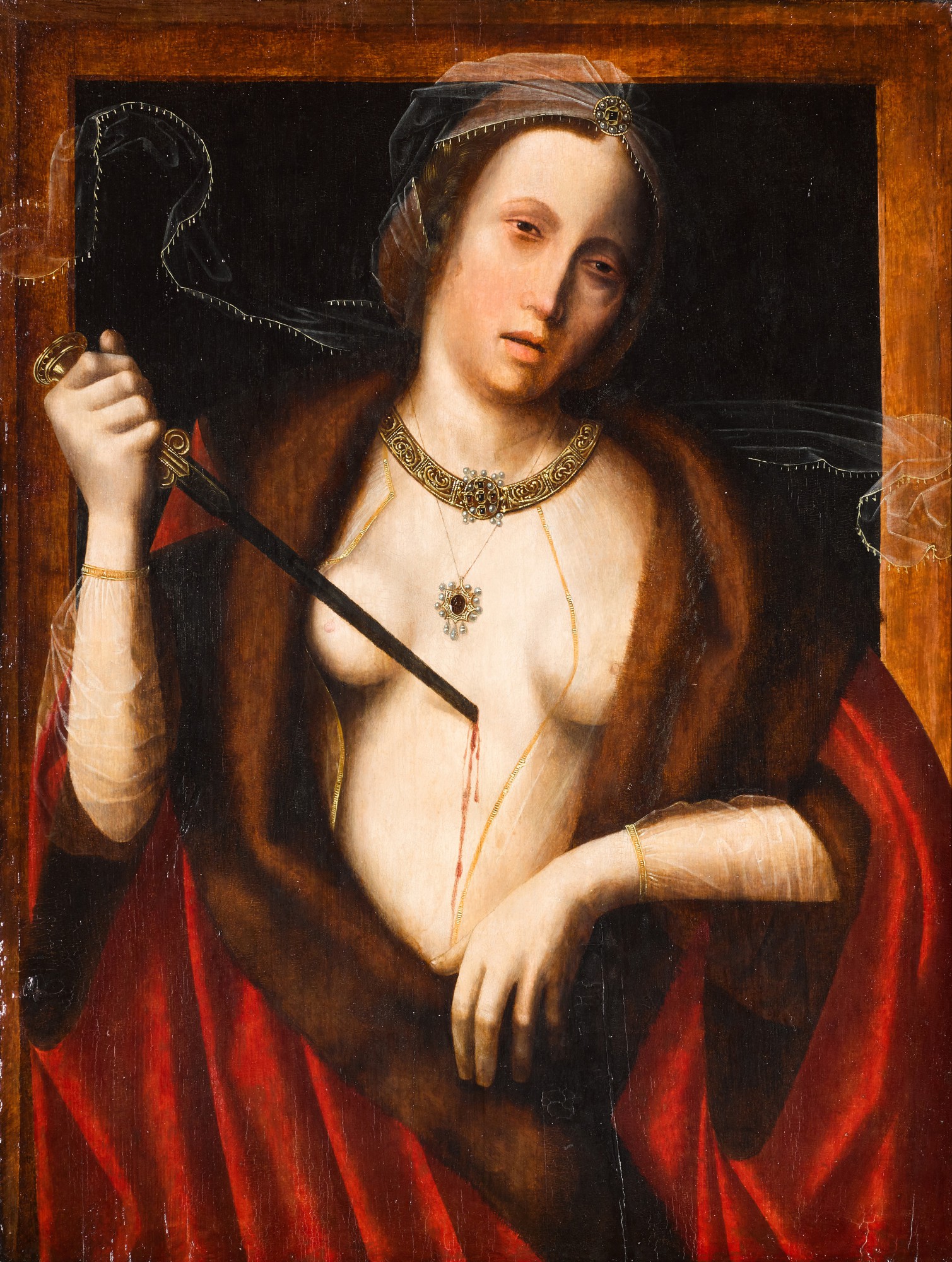 Workshop of The Master of the Holy Blood — Death of Lucretia