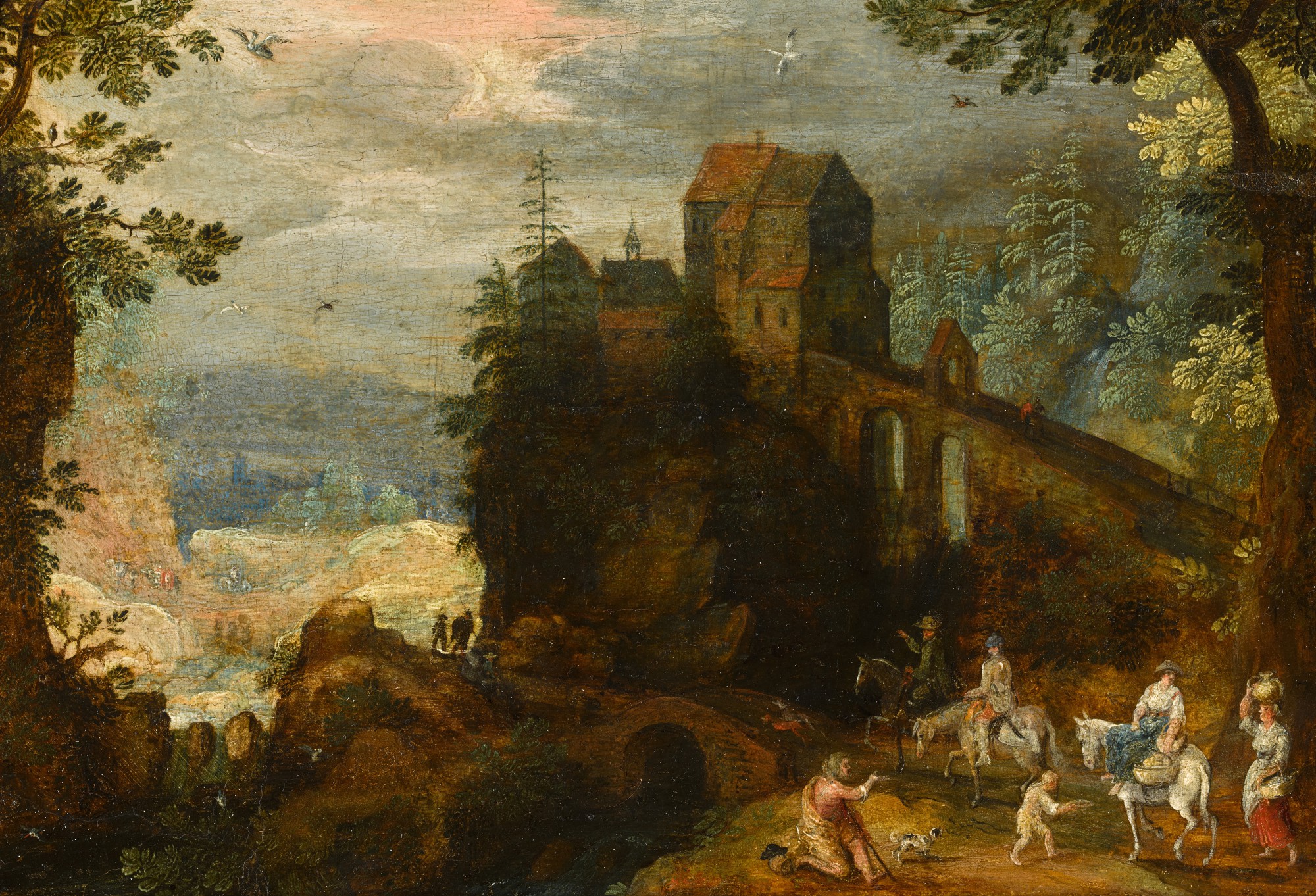 Unknown — A landscape with a castle and figures