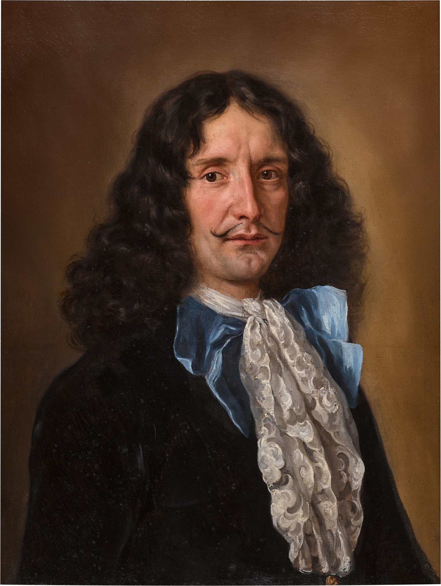 Jacob Ferdinand Voet — Portrait of a gentleman wearing a dark jacket and lace jabot with a blue ribbon
