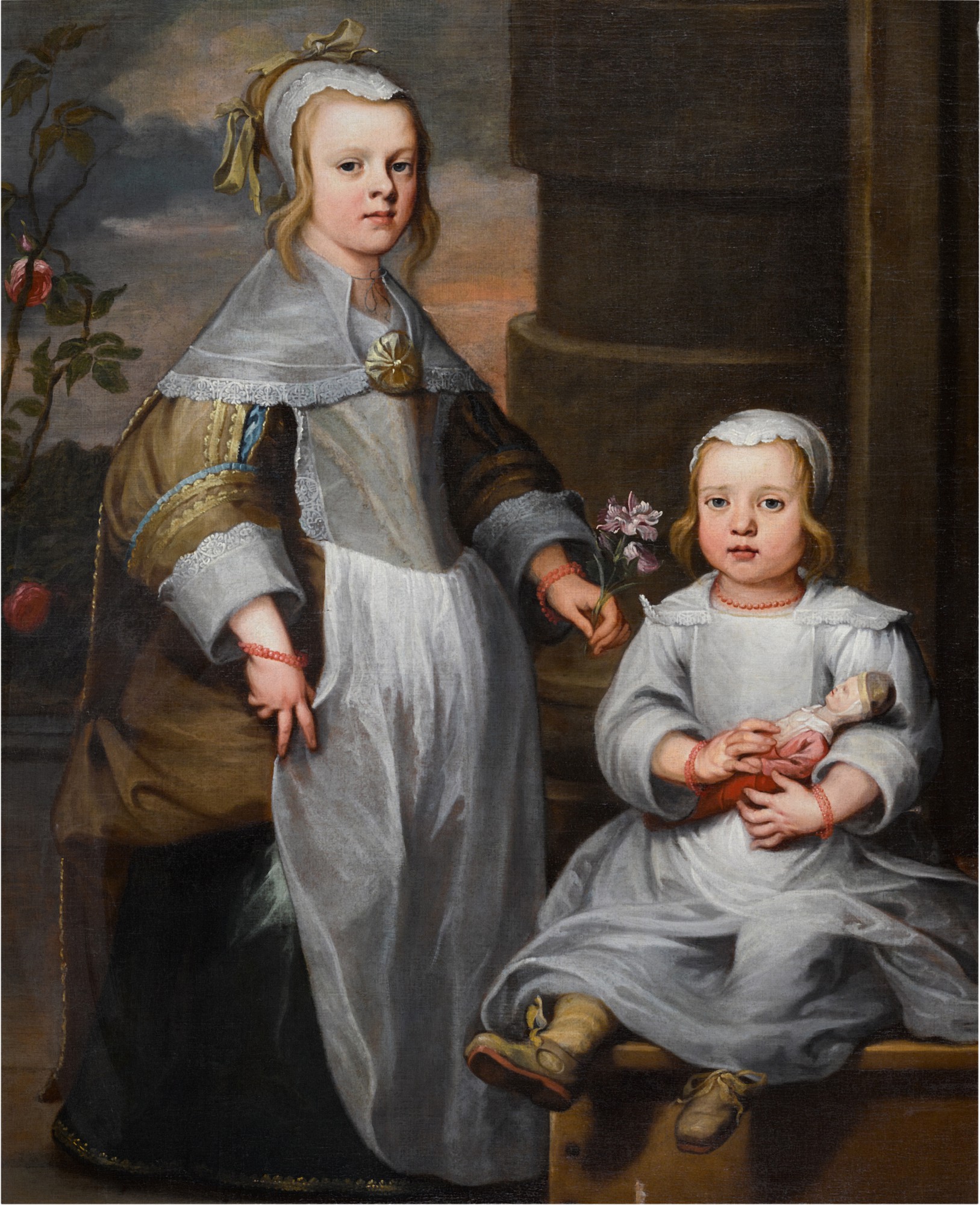 Flemish School, 17th Century — Portrait of two girls in a landscape