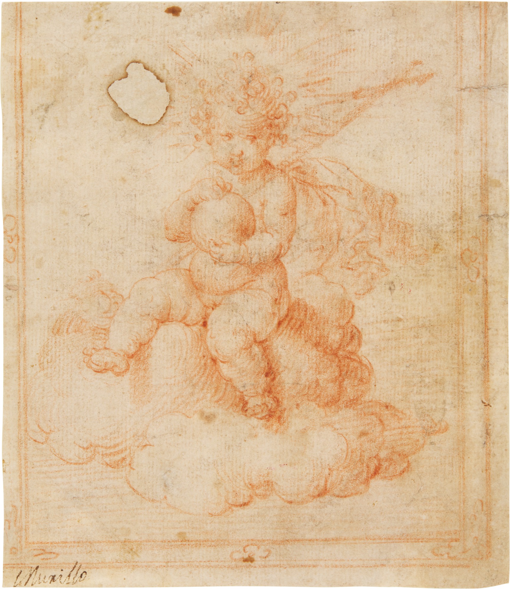 Unknown — The Christ Child Holding a Globe and a Cross, within a decorative drawn border