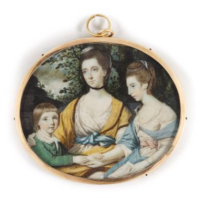 Portrait of a mother and her two children