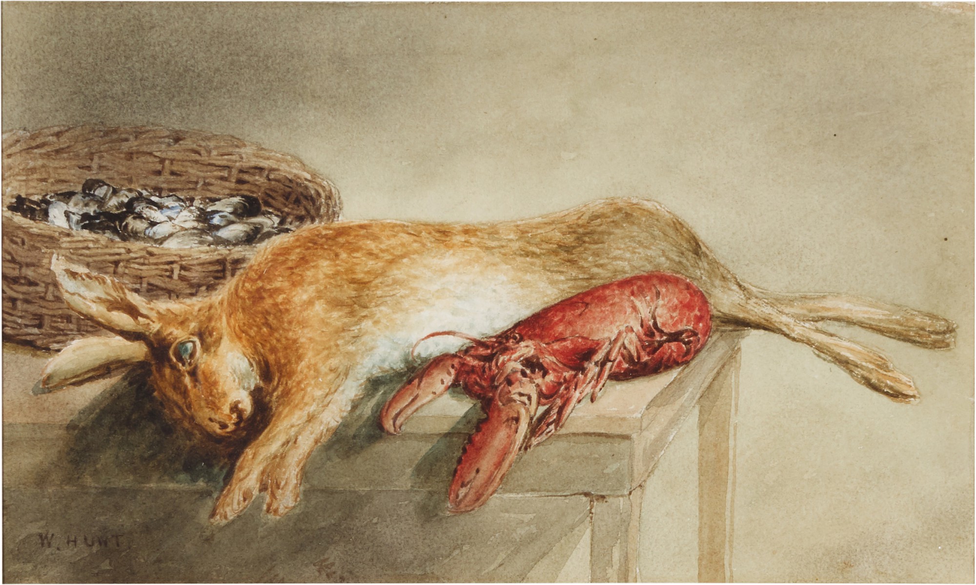 William Henry Hunt — Still life with Hare and Lobster