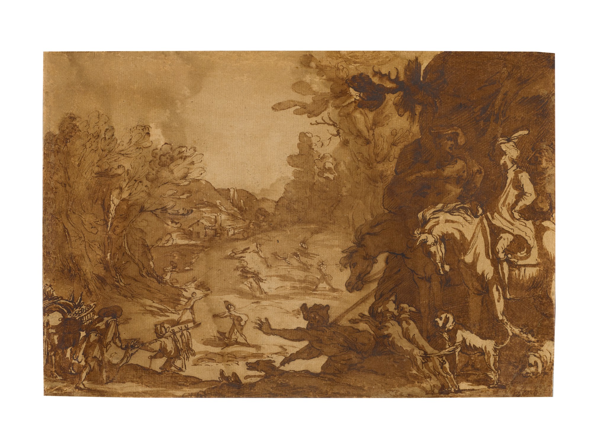 Landscape with a stag hunt