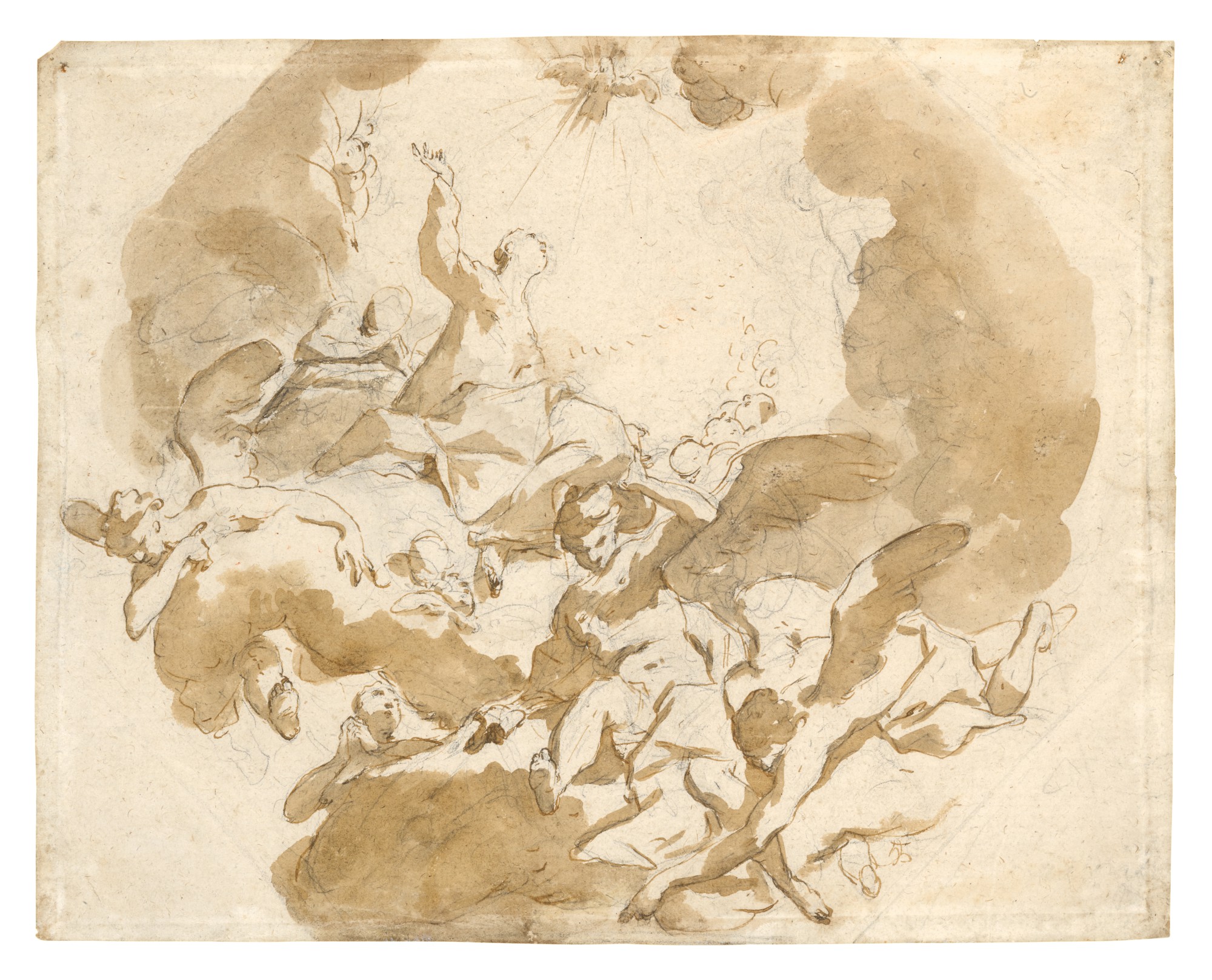 Recto: Study for the Assumption of the Virgin Verso: Studies of Drapery and two legs
