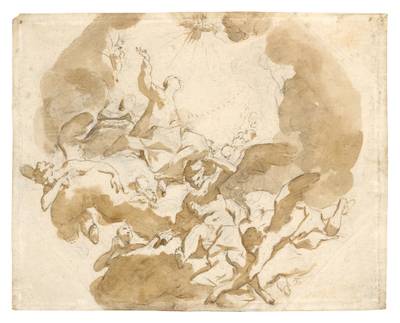 Recto: Study for the Assumption of the Virgin Verso: Studies of Drapery and two legs