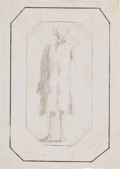 A standing man seen from behind