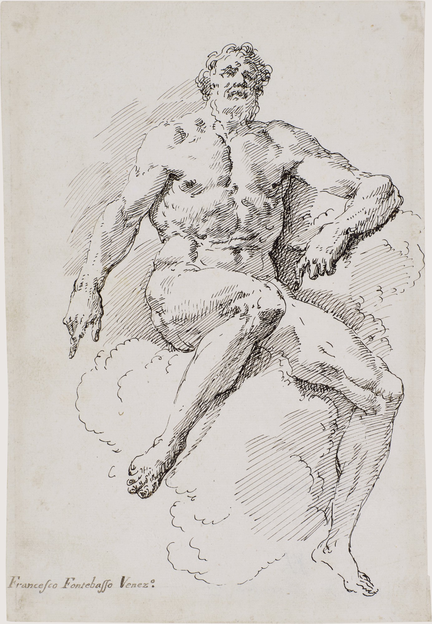Hercules seated on a cloud