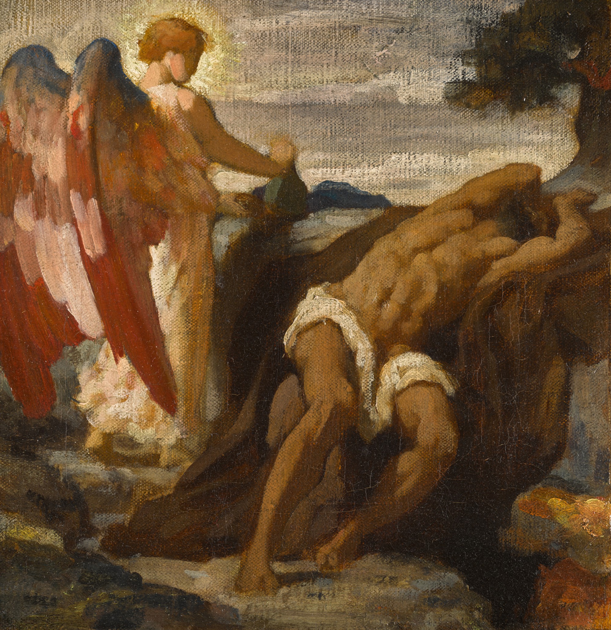 Frederic, Lord Leighton — Study for Elijah in the Wilderness