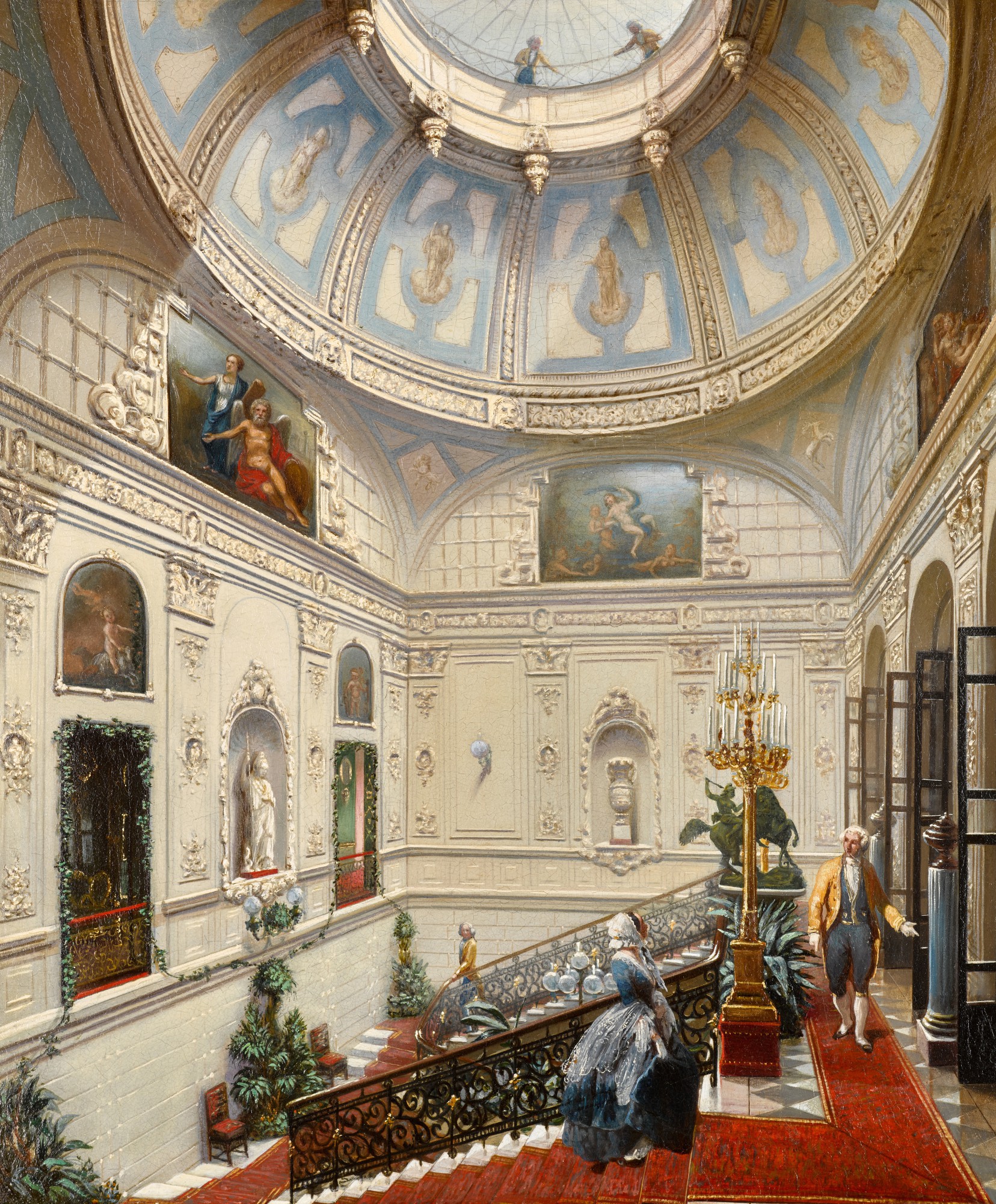 Russian School, 19th century — The Grand Staircase at the Lazarev Mansion in St Petersburg