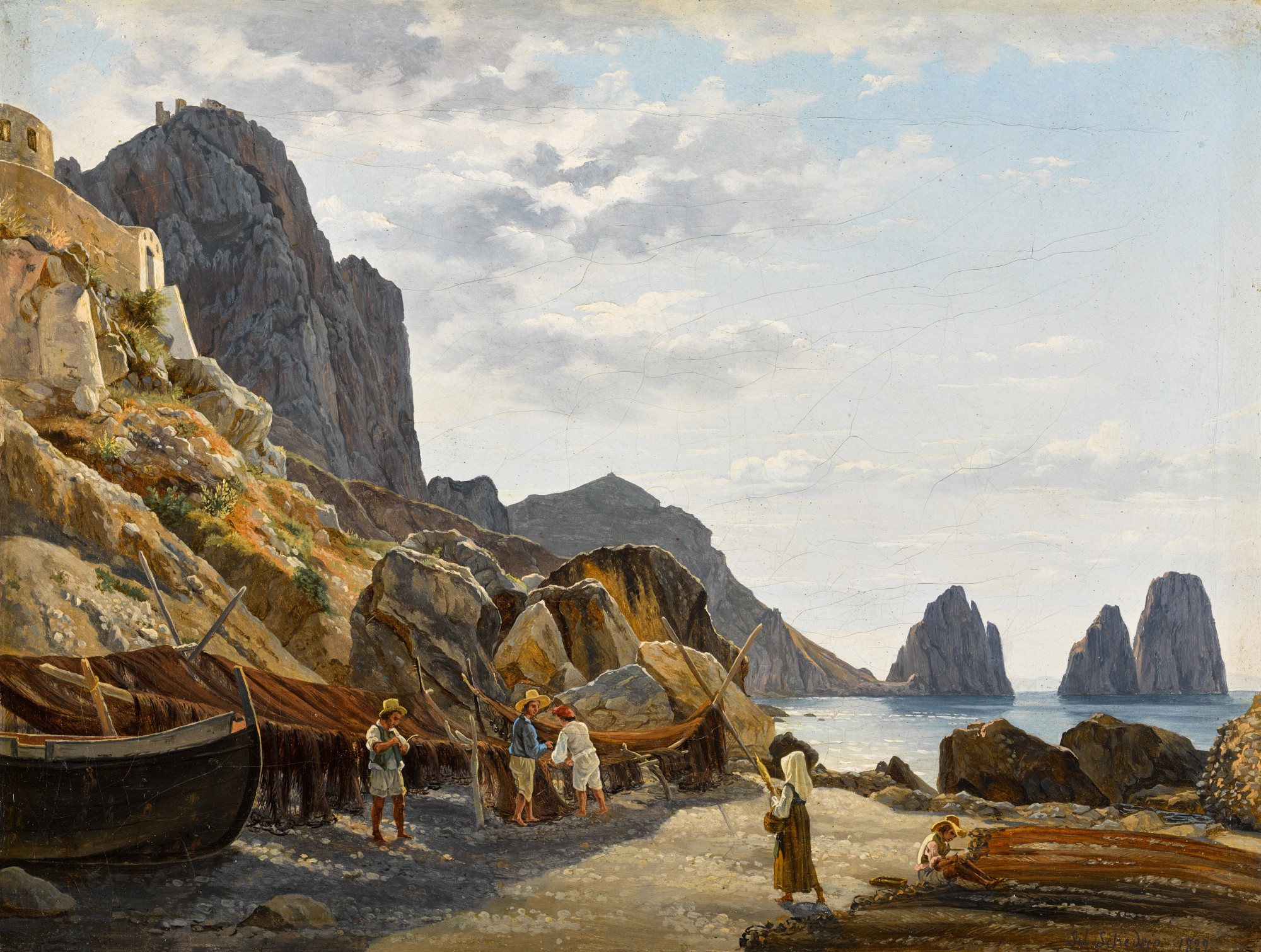 Sylvester Feodosievich Shchedrin — Fishermen on Capri with the Faraglioni in the Background