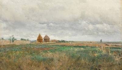 Landscape with Haystacks and a Flock of Sheep