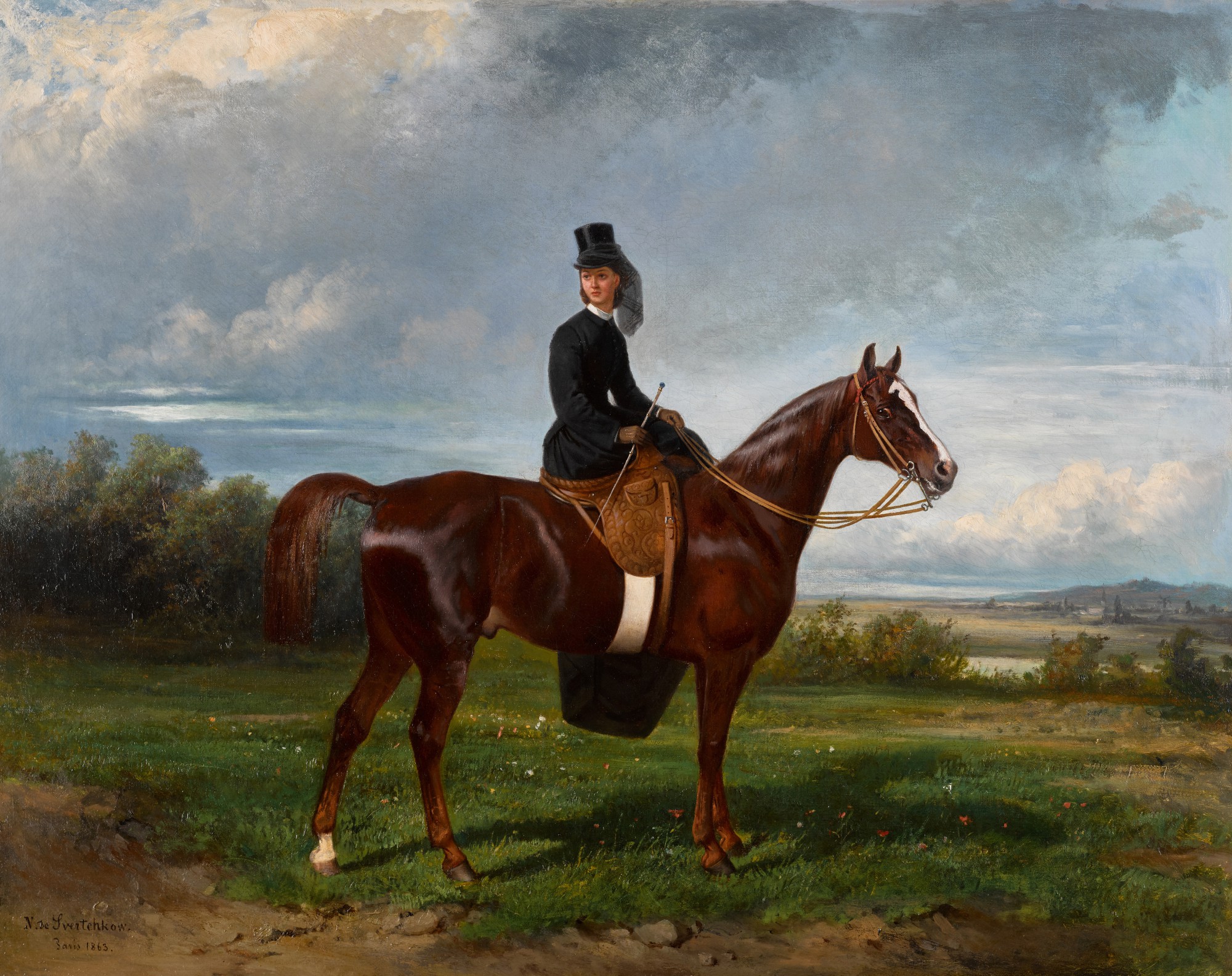 Nikolai Egorovich Sverchkov — Equestrian Portrait of Seymourina Poirson