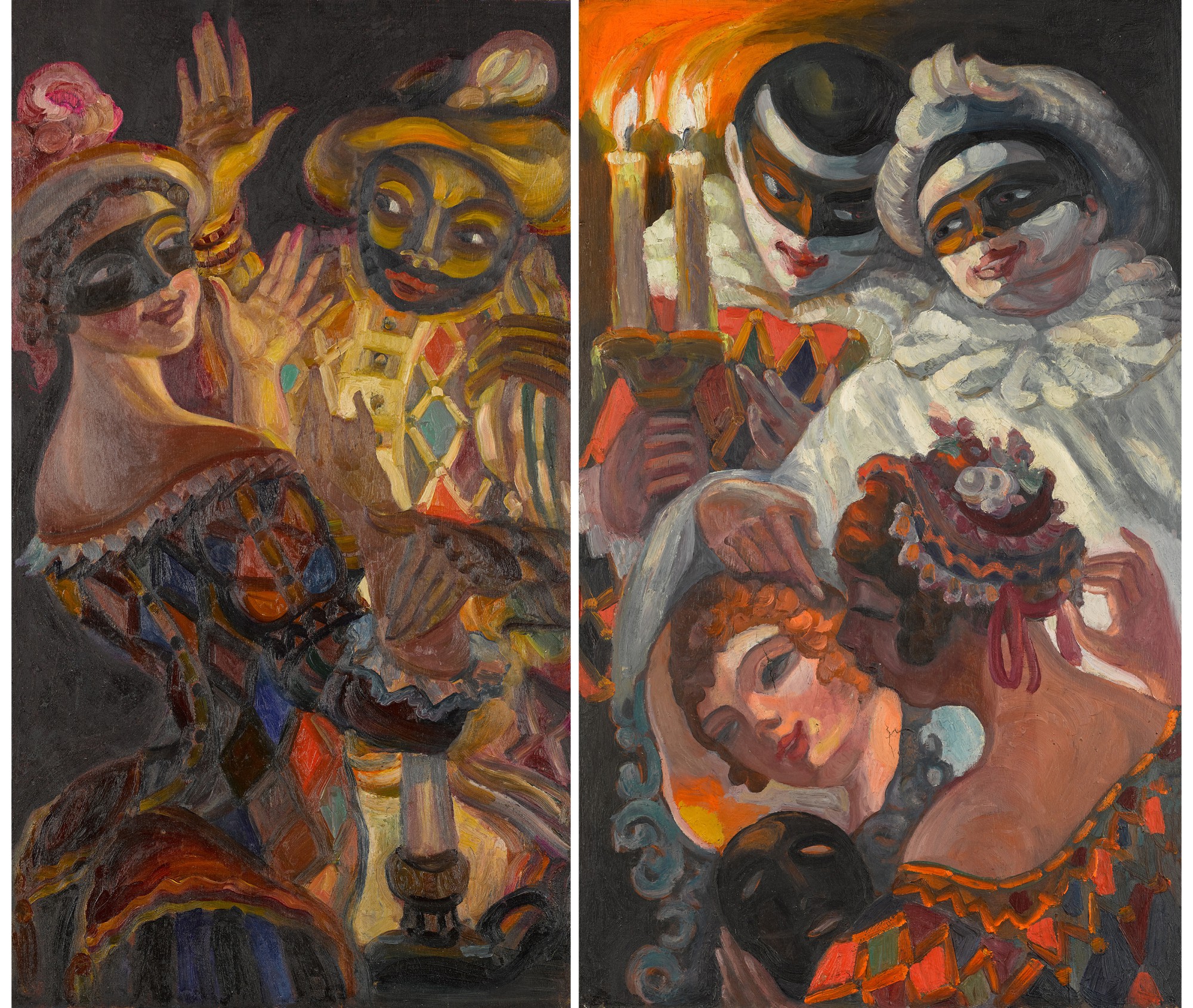 Sergei Yurievich Sudeikin — Two Panels for the Cabaret Prival Komediantov in Petrograd