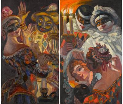 Two Panels for the Cabaret Prival Komediantov in Petrograd