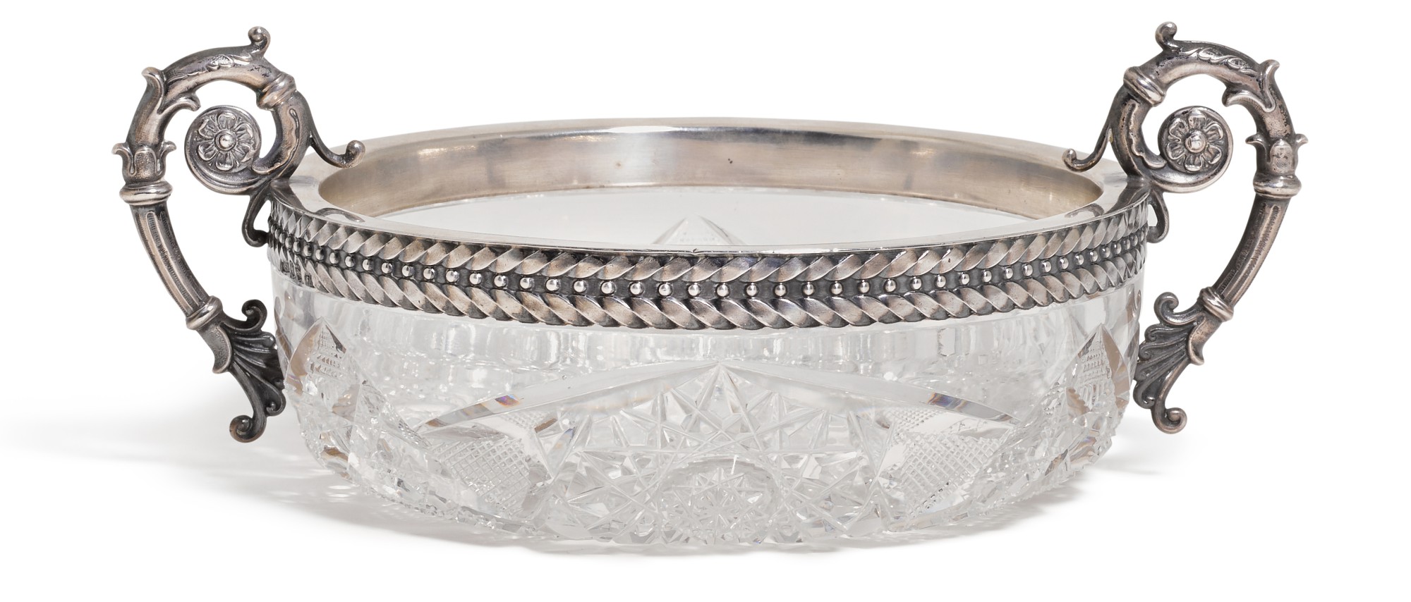 Unknown — A silver-mounted cut-glass two-handled bowl, 15th Artel, Moscow, circa 1913