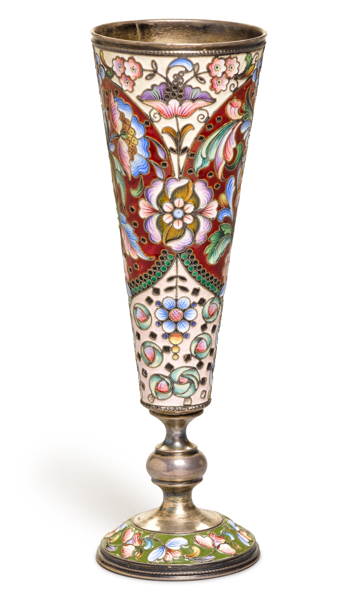 Unknown — A silver and cloisonné enamel flute, Maria Semenova, Moscow, circa 1900