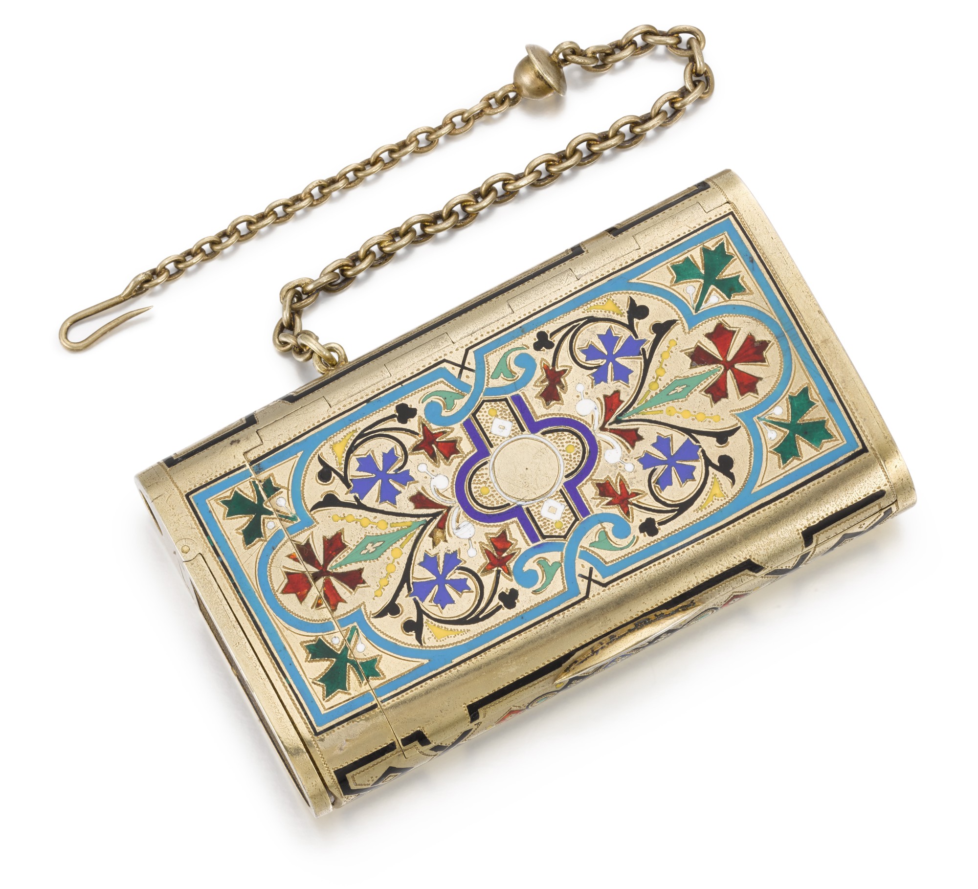 Unknown — A silver-gilt and champlevé enamel cigarette case, maker’s mark ‘KA’ possibly for Karl Albrecht, St Petersburg, circa 1890