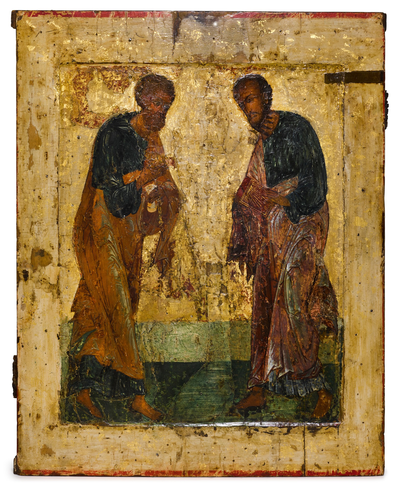 An icon of Saints Peter and Paul, probably 15th century but restored and transferred to a new panel in the late-19th or early-20th century — An icon of Saints Peter and Paul, probably 15th century but restored and transferred to a new panel in the late-19th or early-20th century