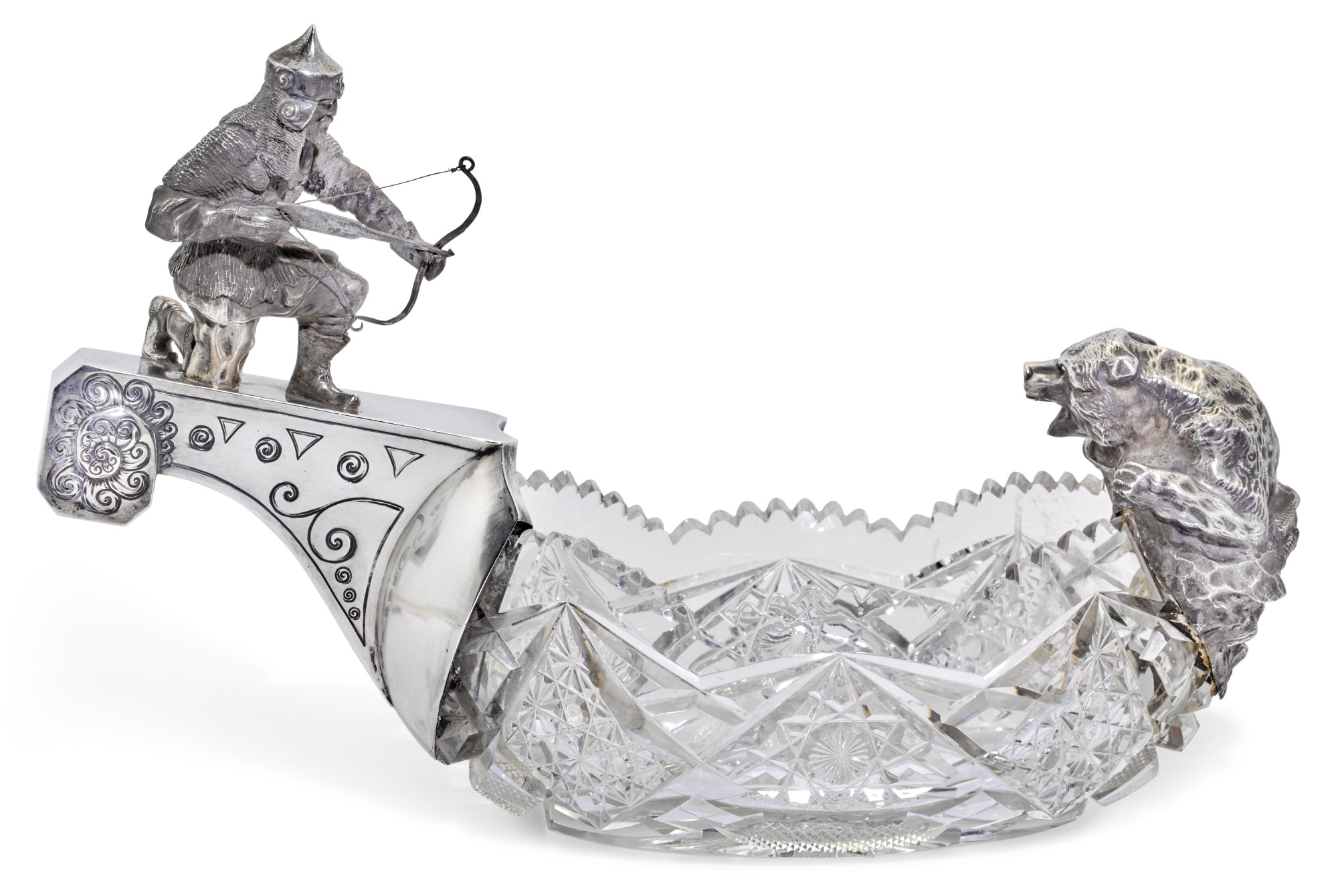 Unknown (Historical) — A silver-gilt and cut-glass kovsh, probably Morozov, workmaster Vassily Kangin, St Petersburg, 1908-1917