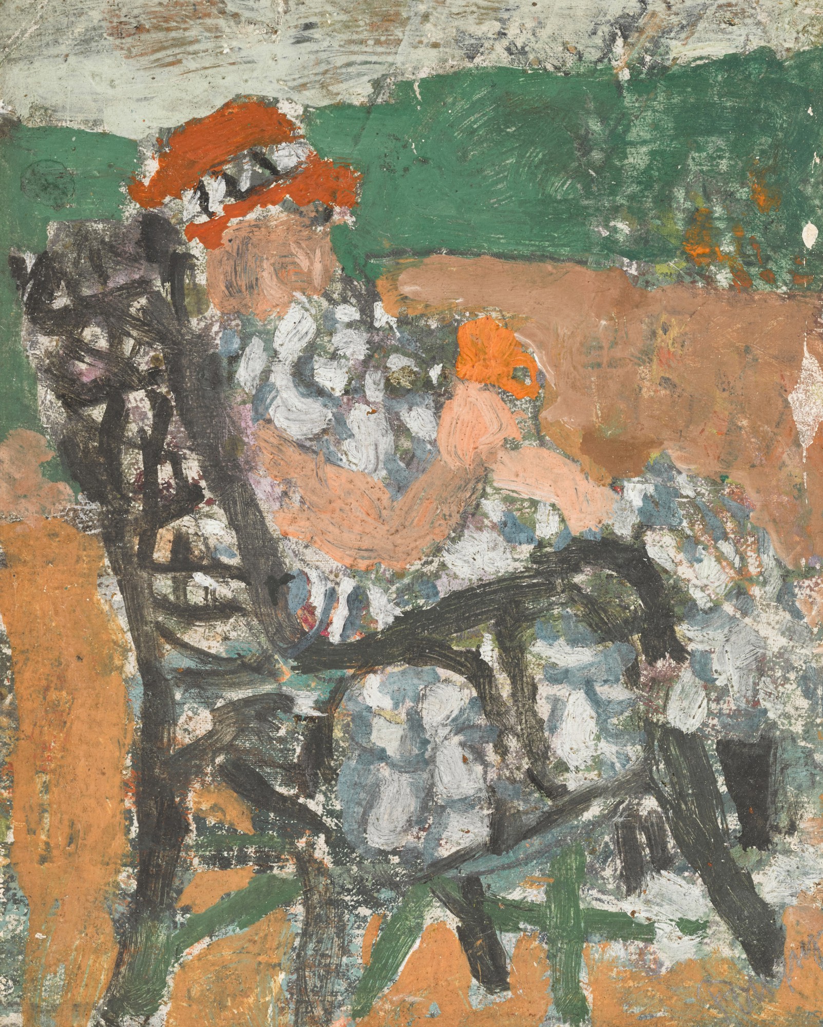 Femme en bleu, assise