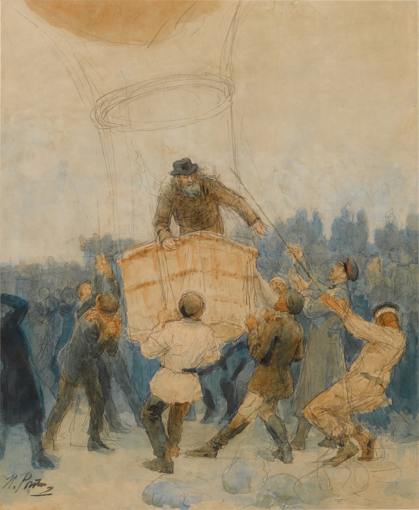 Ilya Efimovich Repin — The Solar Eclipse of 1887, Mendeleev in his Hot-Air Balloon